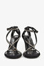 Alexander McQueen Black Satin Crystal Strappy Heels Size 38