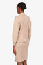 Jonathan Simkhai Taupe Wool-Blend Knit Ribbed Sweater + Midi Skirt Set Size XS/S