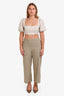 Theory Taupe Linen Blend Wide Pull On Trousers Size M
