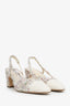 Pre-loved Chanel™ Tweed and Leather Interlocking CC Slingback Cap Toe Heels Size 37.5