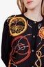 Celine Vintage Black Silk Baroque Patterned Cardigan Size 42