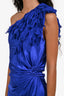 Roberto Cavalli Cobalt Blue Silk Ruffle Asymmetrical Dress Size 42