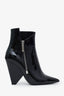 Saint Laurent Black Patent Leather Ankle Boots Size 38.5