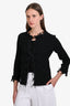 Pre-loved Chanel™ 2006 Black Silk Blend Ribbed Bow Cardigan Size 42