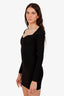 Nanushka Black Fitted Scalloped Neckline Long Sleeve Mini Dress Size XS