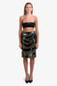 Nili Lotan Olive Green/Black Zebra Print Sequins Midi Skirt Size 6