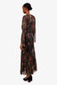 Ba&sh Black Metallic Floral Pattern V-Neck Hendrix Maxi Dress Size 2 US 8