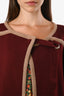 Chloe Burgundy/Tan Wool Angora Blend Asymmetrical Knit Jacket Size XS