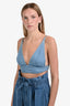Ba&sh Blue Denim Medium Wash Cropped Bra Top Size S