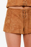 Reformation x Veda Tan Suede Leather Corset Top and Mini Shorts Set Size 10/8