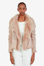 Yves Salomon Pink Lamb Leather and Shearling Reversible Jacket Size 34