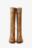 Miu Miu Gold Leather Cowboy Boots Size 35