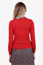 Moschino Red Cotton Button Up Cardigan With Scarf Collar Estimated Size S