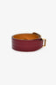 Hermès Burgundy Leather Western Style Belt with Gold Buckle Size 70
