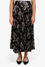 ALC Black Floral Printed Pleated Maxi Skirt Size 8