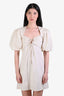 Frame Cream Cotton Tie Neck Dress Size S