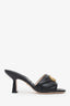 Gucci Black Leather GG Open Toe Heels Size 37.5