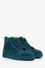 Christian Louboutin Teal Suede Lou Spikes High Top Sneakers Size 45 Mens