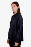 Salvatore Ferragamo Navy Silk Button Down Shirt Size 46