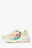 Gucci Beige Leather Rainbow Star Rhyton Sneakers Size 37.5