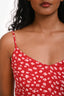 Reformation White/Red Floral Print Side Slit Midi Dress Size 0