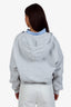 Alexander Wang Grey Prestyled Slashed Hoodie with Blue Cropped Shirt Dickie Size S
