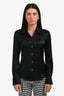 Theory Black Silk Button Up Shirt Size S