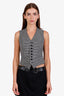 Ralph Lauren Black/White Houndstooth Wool Button Up Vest Size 4