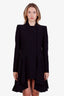 Alexander McQueen Black Single-Breasted Pleated Midi Coat Size 44