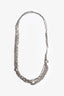 Pre-loved Chanel™ Silver Toned Multi-Strand Chain Pearl Sliding CC Necklace