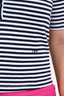 Frame Navy/White Cotton Striped Henley Tee Size M