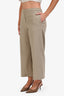 Theory Taupe Linen Blend Wide Pull On Trousers Size M