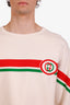 Pull Gucci beige en coton à col ras du cou avec logo GG, taille XXL, homme