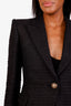 Balmain Black Wool-Blend Textured Single Breasted Blazer Size 38