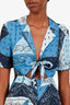 Staud Blue Bandana Print Tie Front Midi Dress Size 0