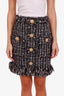 Balmain Black/Pink Tweed Fringe Button Mini Skirt Size 4