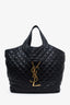Saint Laurent Black Leather Quilted ICARE Oversized Bag with Pouch