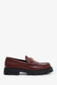 Celine Burgundy Leather Fringe Triomphe Margaret Loafers Size 38
