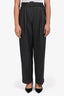 Dries Van Noten Grey Cotton Wool Belted Cuffed Trousers Size 36