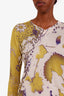 Etro Green/Purple/Cream Silk Patterned V-Neck Sweater Size 40