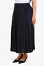 Tibi Black Pleated Satin Maxi Skirt Size XL