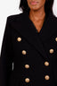 Balmain Black Wool Double Breasted Blazer Size 40