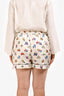 Christian Dior White/Multicolour Silk Zodiac Pixel Print Shorts Size 10