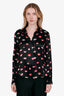 L'Agence Black Silk Lip Print Tyler Blouse Size S