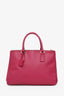 Prada Pink Saffiano Leather Medium Double Zip Galleria Tote with Strap