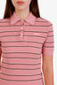 Miu Miu Pink Striped Cotton Knit Short Sleeve Polo Shirt Size 38