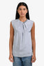 3.1 Phillip Lim Light Blue Silk Embellished Collar Tank Top Size 0
