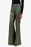 Gucci Green/Gold Metallic GG Flared Leg Pants Size 42