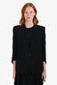 Helmut Lang Black Wool Single Breasted Blazer with Leather Details Size 10