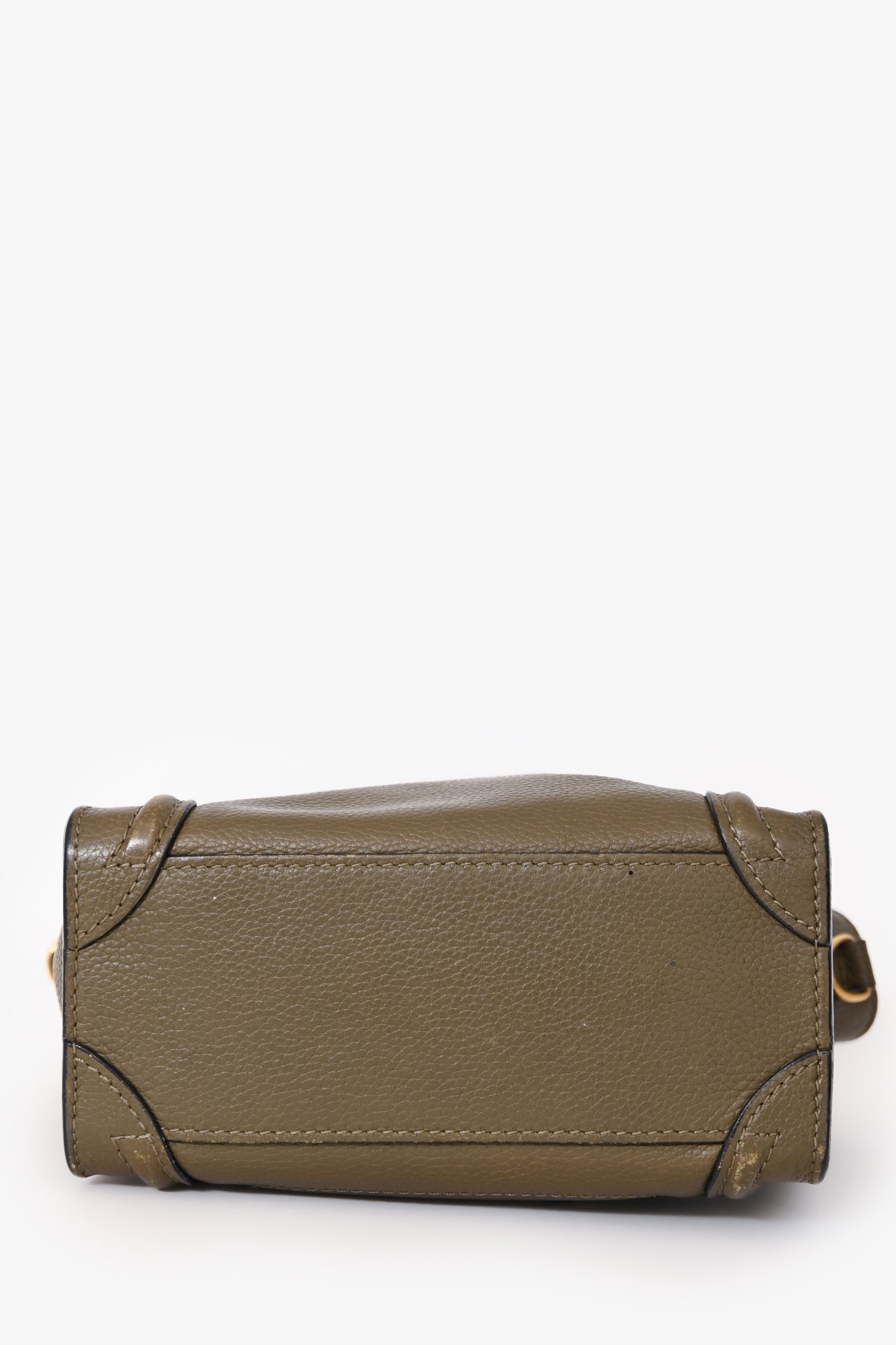 Celine Olive Green Leather Nano Luggage Bag With Strap – Mine & Yours